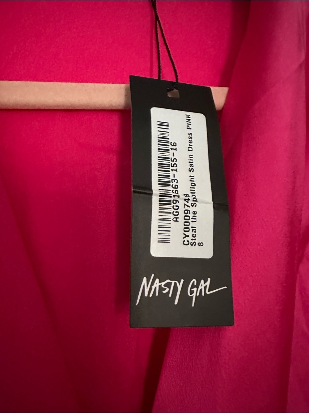 Nasty Gal Raspberry Pink Satin Wrap Maxi Dress with Tie Waist - Picture 4 of 5